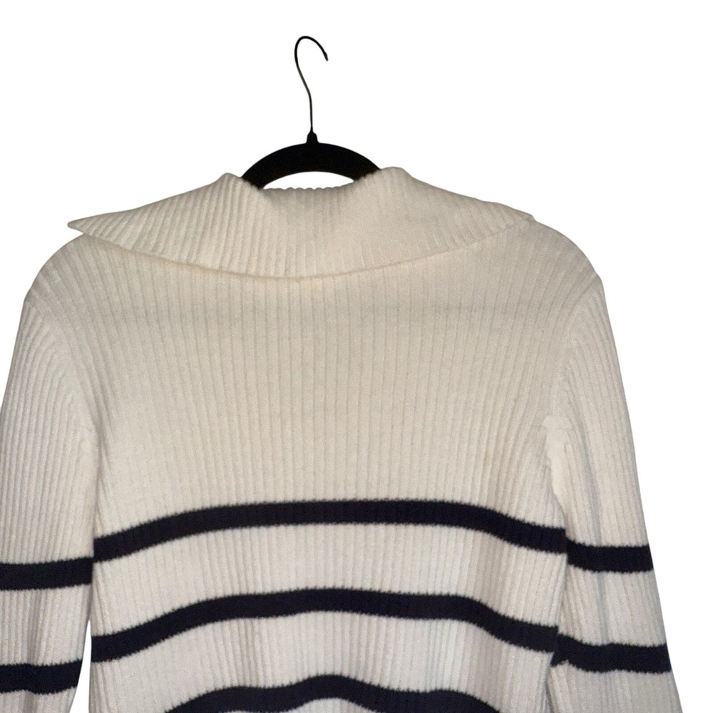 Liz Claiborne Striped Cable Knit Sweater L Coastal Grandmother Nautical Chic - Picture 11 of 12